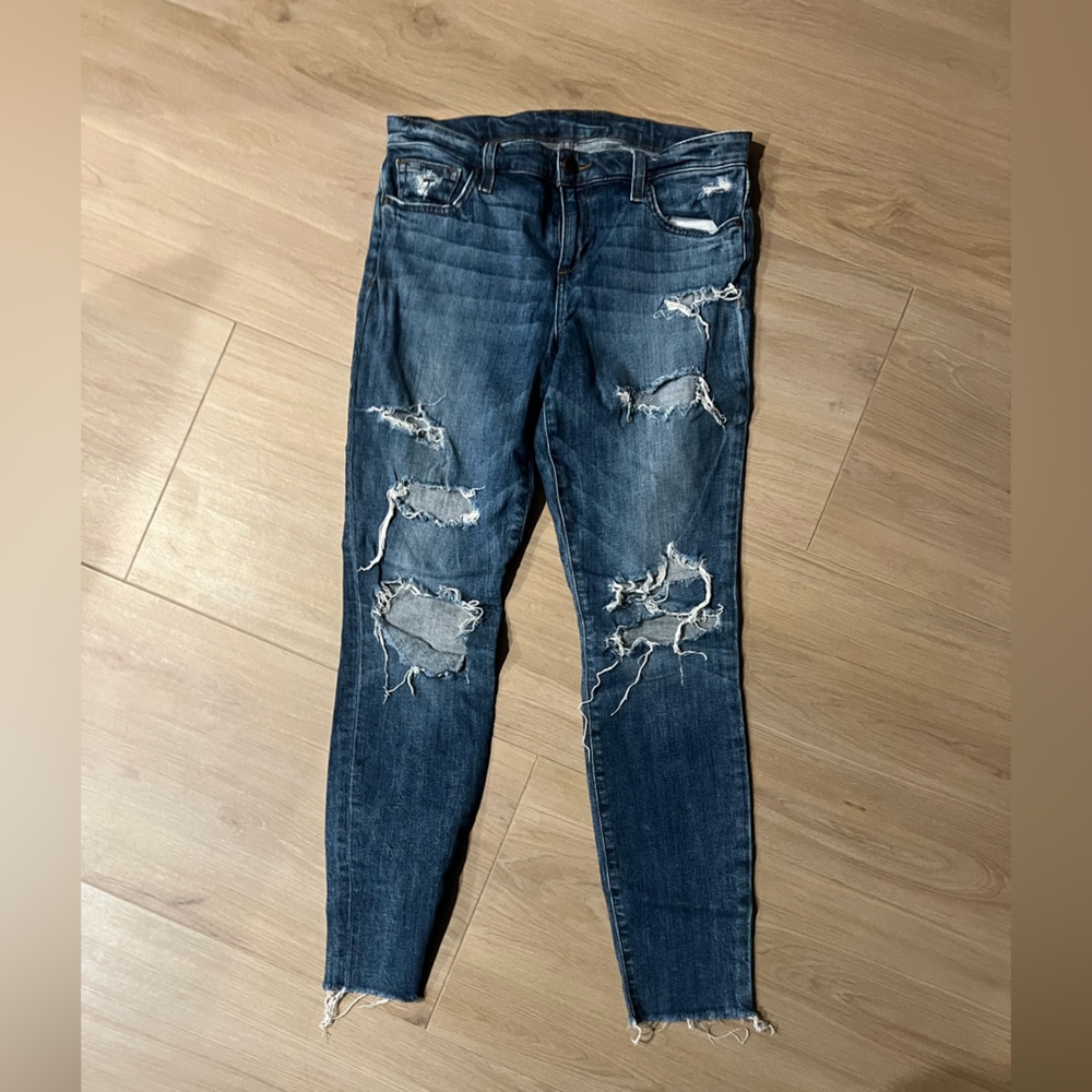 Joe's Jeans Blue Skinny Ankle Distressed Denim